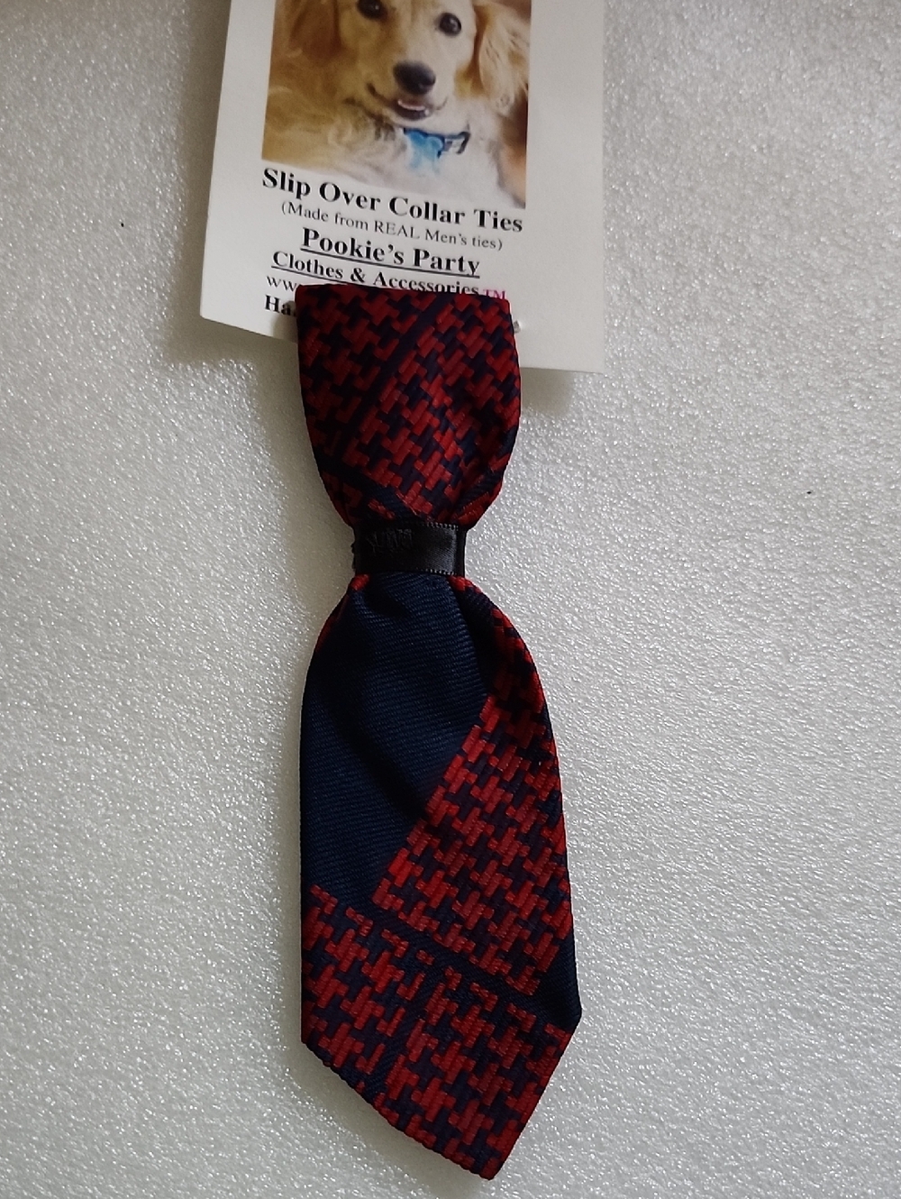 Hand Crafted Red & Navy Slip-Over Dog Collar Tie
